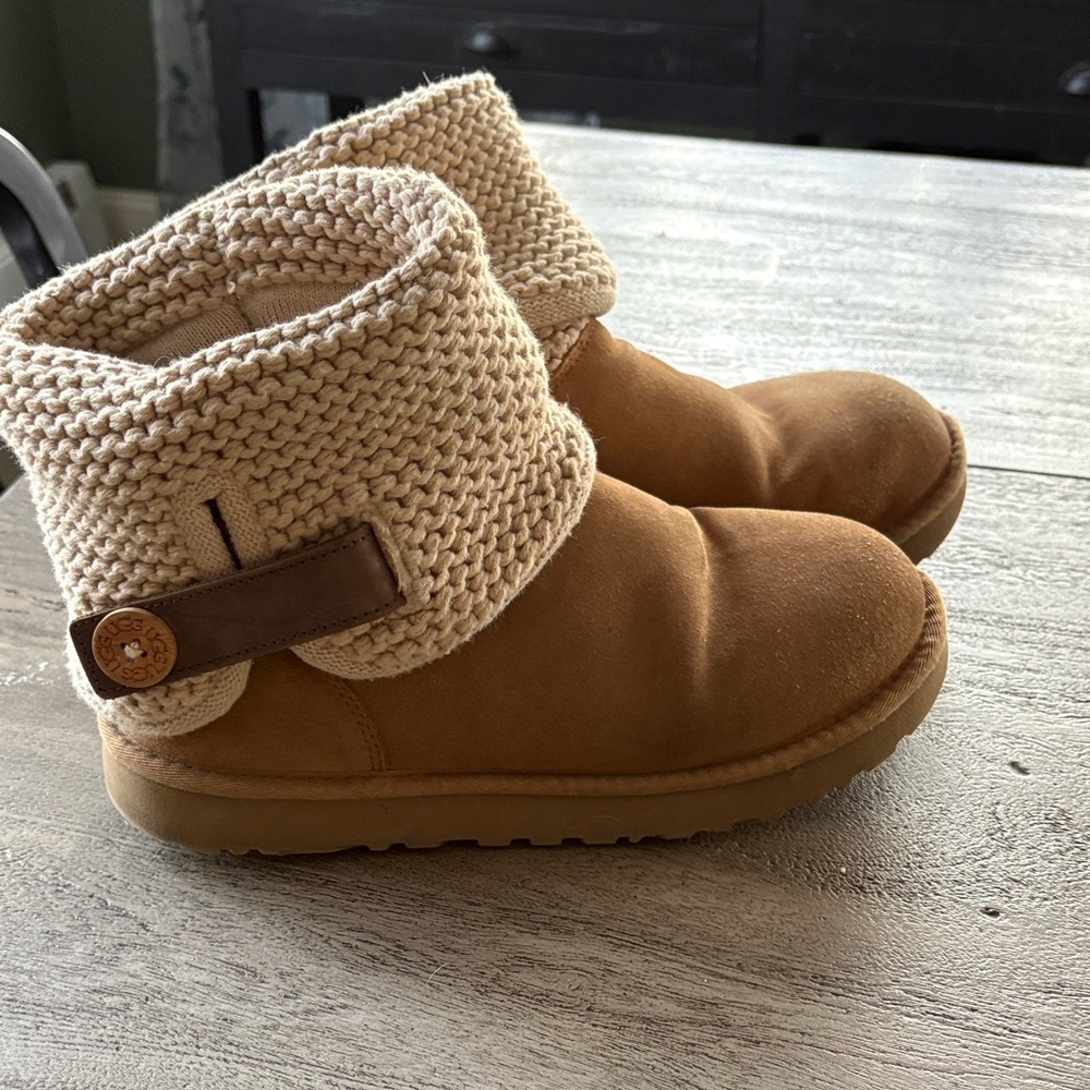 UGG Tan Shaina Knit Cuff Winter Boots